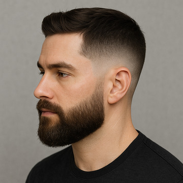Low Fade Haircut with Beard