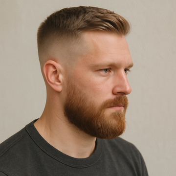 Medium Fade Haircut with Beard
