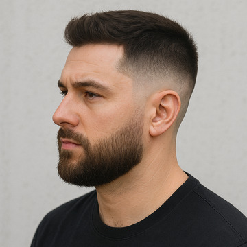 Mid Fade Haircut with Beard