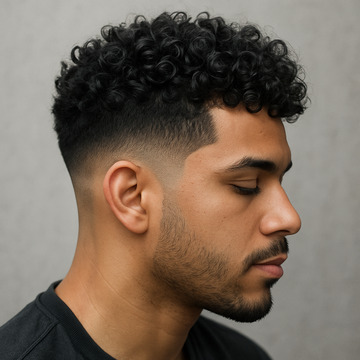 Taper Fade with Curls haircut